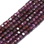 Natural Garnet Beads Strands, Faceted, Cube, 2x2x2mm, Hole: 0.6mm, about 182pcs/strand, 15.16''~15.55''(38.5~39.5cm)(G-P457-B01-22)