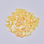 Ornament Accessories Plastic Paillette/Sequins Beads, No Hole/Undrilled Beads, Shell Shapes, Gold, 6x8x0.6mm, about 45359pcs/pound(PVC-F002-C04)