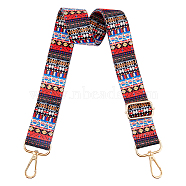 Adjustable Ethnic Style Polyester Wide Bag Straps, with Alloy Swivel Clasps, for Bag Replacement Accessories, Red, 79.5~141x3.8x0.1cm(FIND-WH0111-337A)