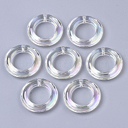 Transparent Acrylic Pendants, AB Color Plated, Round Ring, Clear AB, 29.5x6mm, Hole: 2.6mm(PACR-R246-045)