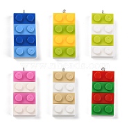 Resin Pendants, with Platinum Iron Loop, Toy Bricks, Mixed Color, 36x15.5x8mm, Hole: 2.6mm(RESI-E017-C-M)