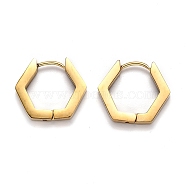 304 Stainless Steel Hexagon Huggie Hoop Earrings, Golden, 16x18.5x3mm, Pin: 1mm(STAS-J033-03C-G)