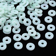 Eco-Friendly Handmade Polymer Clay Beads, Disc/Flat Round, Heishi Beads, Pale Turquoise, 6x1mm, Hole: 1.8mm, about 3330pcs/1000g(CLAY-S095-B002)
