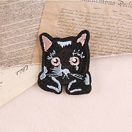 Cat Shape Computerized Embroidery Cloth Iron on/Sew on Patches, Costume Accessories, Black, 41x35mm(WG28518-01)