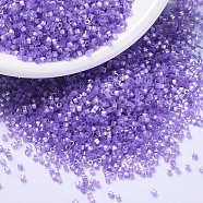 MIYUKI Delica Beads, Cylinder, Japanese Seed Beads, 11/0, (DB1868) Silk Inside Dyed Lilac AB, 1.3x1.6mm, Hole: 0.8mm, about 10000pcs/bag, 50g/bag(SEED-X0054-DB1868)