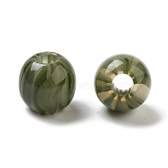 Resin European Beads, Large Hole Round Beads, Olive Drab, 13x12mm, Hole: 4.8mm(RESI-Z030-05D)