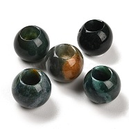 Natural Indian Agate European Beads, Large Hole Beads, Round, 12x9~9.5mm, Hole: 5.5~6mm(G-R488-01M)