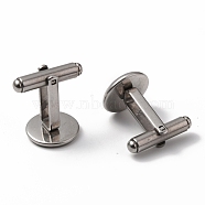 304 Stainless Steel Cuff Buttons, Cufflink Findings for Apparel Accessories, Antique Silver, Tray: 12mm, 19x19x14mm(STAS-L262-39D-P)