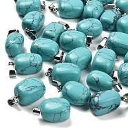 Synthetic Turquoise Pendants, with Stainless Steel Color Plated 201 Stainless Steel Snap on Bails, Rectangle, 20.5~21x11~11.5x11~12.5mm, Hole: 8x4mm(G-Z067-03P-03)