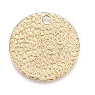 Ion Plating(IP) 304 Stainless Steel Charms, Textured, Laser Cut, Flat Round, Light Gold, 15x0.8mm, Hole: 1.5mm(STAS-M228-B01-G)