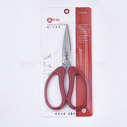 Stainless Steel Scissors, Sewing Scissors, with Plastic Handle, Red, 202x100x12.5mm(TOOL-S013-001A-01)