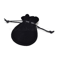 Velvet Bags Drawstring Jewelry Pouches, for Party Wedding Birthday Candy Pouches, Black, 16x13cm(X-TP-O002-C-06)