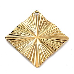 Ion Plating(IP) 304 Stainless Steel Pendants, Rhombus Charm, Real 18K Gold Plated, 31x31x2mm, Hole: 1.6mm(STAS-M323-38G)
