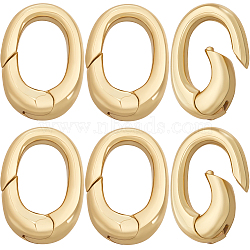 10Pcs Brass Spring Gate Rings, Oval, Cadmium Free & Lead Free, Long-Lasting Plated, Real 18K Gold Plated, 9 Gauge, 12x8x3mm, Hole: 5x8mm(KK-BBC0015-85)