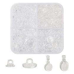 230Pcs 4 Styles Transparent ABS Plastic Pendant Blanks, Hair Findings, for DIY Hair Tie Accessories, Clear, 7.5~16x6.5~9x5~6.5mm, Hole: 2~2.5mm(FIND-YW0007-54)