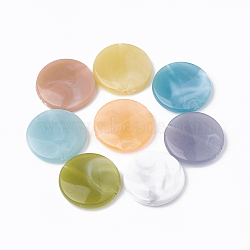 Imitation Gemstone Acrylic Beads, Imitation Jelly Style, Flat Round, Mixed Color, 21x5mm, Hole: 1.5mm(X-JACR-S047-001)
