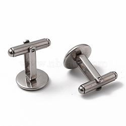 304 Stainless Steel Cuff Buttons, Cufflink Findings for Apparel Accessories, Stainless Steel Color, Tray: 12mm, 19x19x14mm(STAS-L262-39D-P)