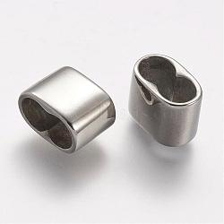 304 Stainless Steel Slide Charms, For Leather Cord Bracelets Rope Keychain Making, Rectangle, Stainless Steel Color, 9x13x7.5mm, Hole: 5x10mm(STAS-A032-140P)