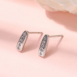 Teardrop Brass Micro Pave Clear Cubic Zirconia Stud Earrings, Long-Lasting Plated, Rack Plating, Lead Free & Cadmium Free, Platinum, 10.5x3.5mm(EJEW-H180-26P)