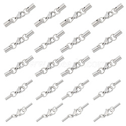 50 Sets 5 Styles 304 Stainless Steel Lobster Claw Clasps, with Cord Ends, Stainless Steel Color, 24.5~28.5mm, 10 sets/style(STAS-UN0042-01)