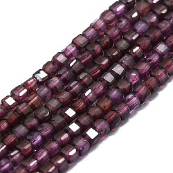 Natural Garnet Beads Strands, Faceted, Cube, 2x2x2mm, Hole: 0.6mm, about 182pcs/strand, 15.16''~15.55''(38.5~39.5cm)(G-P457-B01-22)
