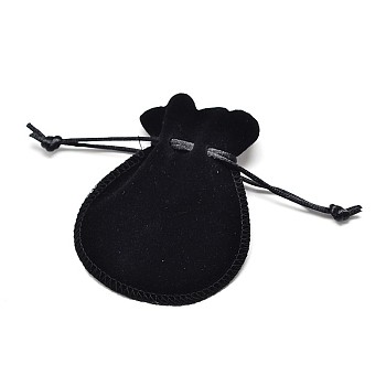 Velvet Bags Drawstring Jewelry Pouches, for Party Wedding Birthday Candy Pouches, Black, 16x13cm