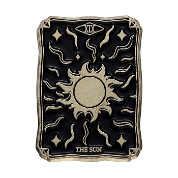 Tarot Card Enamel Pins, Alloy Brooch, Gothic Style Jewelry Gift, Sun, 30x21mm
