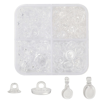 230Pcs 4 Styles Transparent ABS Plastic Pendant Blanks, Hair Findings, for DIY Hair Tie Accessories, Clear, 7.5~16x6.5~9x5~6.5mm, Hole: 2~2.5mm