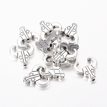 Tibetan Style Alloy Beads, Cattle, Antique Silver, Lead Free & Cadmium Free, 14x14x3mm, Hole: 2mm