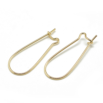 Brass Hoop Earrings, Real 18K Gold Plated, 18 Gauge, 37x14mm, Pin: 1mm