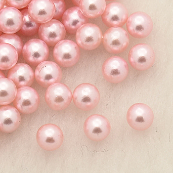 Perles rondes en plastique ABS imitation perle, teinte, sans trou, rose, 8mm, environ 1500 pcs / sachet 