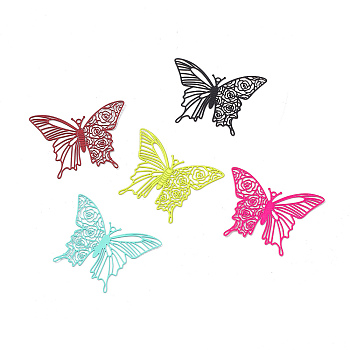 Spray Painted 430 Stainless Steel Pendants, Butterfly, Mixed Color, 31x40x0.3mm, Hole: 1.2mm
