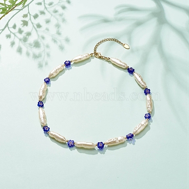 ABS Imitation Pearl & Millefiori Glass Beaded Necklace for Women(NJEW-JN03918)-2