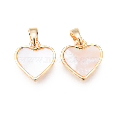 Real 18K Gold Plated Seashell Color Heart Freshwater Shell Charms