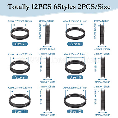 Pandahall 12 pièces 6 taille 201 supports de bague rainurée en acier inoxydable(RJEW-TA0001-06EB)-2