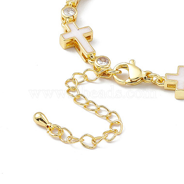 Brass Micro Pave Cubic Zirconia Chain Bracelets(BJEW-P288-01G)-3