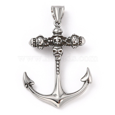Antique Silver Anchor & Helm 304 Stainless Steel Pendants