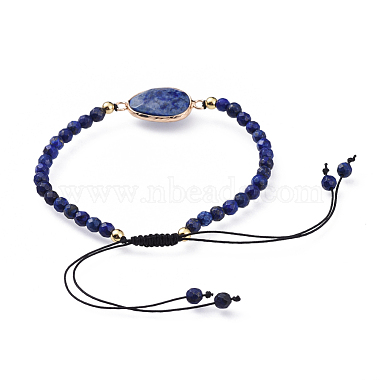 Adjustable Natural Lapis Lazuli(Dyed) Braided Bead Bracelets(BJEW-JB04559-02)-3