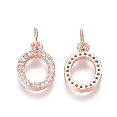 Rose Gold Clear Oval Brass+Cubic Zirconia Charms