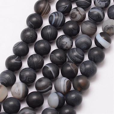 10mm Black Round Striped Agate Beads
