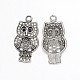 Antique Silver Alloy Rhinestone Owl Pendants for Halloween Jewelry(RB-J222-01AS)-1