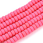 Deep Pink Flat Round Polymer Clay Beads(CLAY-N008-10)