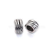 Tibetan Style Alloy European Beads, Large Hole Beads, Cadmium Free & Lead Free, Column with Sprial Style, Antique Silver, 10x6x8.5mm, Hole: 5.5mm, about 930pcs/1000g(TIBE-S314-79AS-RS)