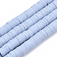 Handmade Polymer Clay Beads Strands, for DIY Jewelry Crafts Supplies, Heishi Beads, Disc/Flat Round, Light Steel Blue, 8x0.5~1mm, Hole: 2mm, about 350~387pcs/strand, 15.75 inch~16.14 inch(40~41cm)(CLAY-R089-8mm-024)