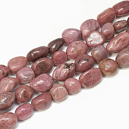 Natural Rhodochrosite Beads Strands, Tumbled Stone, Nuggets, 9~20x8~13x4~13mm, Hole: 1mm, about 30~55pcs/strand, 15.7 inch(X-G-S302-42)