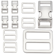 Gorgecraft 10Pcs 2 Style Alloy Adjustable Quick Side Release Buckles, for Luggage Straps Backpack Repairing, Rectangle, Platinum, 30x15x7mm, Hole: 10.5x3mm, 2 style, 5pcs/style, 10pcs(FIND-GF0002-27B)