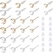 Unicraftale 304 Stainless Steel Stud Earring Findings, Prong Earring Settings, with Silicone Ear Nuts, Golden & Stainless Steel Color, 14.5~18x5.5~10.5mm, Inner Diameter: 5~10mm, Pin: 0.7mm, 80pcs/box, Ear Nuts: 100pcs(STAS-UN0021-88)