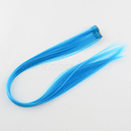 Fashion Women's Hair Accessories, Iron Snap Hair Clips, with Nylon Hair Wigs, Deep Sky Blue, 47cm(PHAR-R126-07)