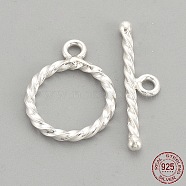 Sterling Silver Toggle Clasps, with 925 Stamp, Ring, Silver, 16x12x1.5mm, Hole: 1.5mm(X-STER-S002-62)