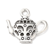 Teapot Tibetan Style Zinc Alloy Charms, Lead Free & Cadmium Free, Antique Silver, 16x18x2mm, Hole: 2mm, about 500pcs/500g(TIBEP-R334-179AS-RS)